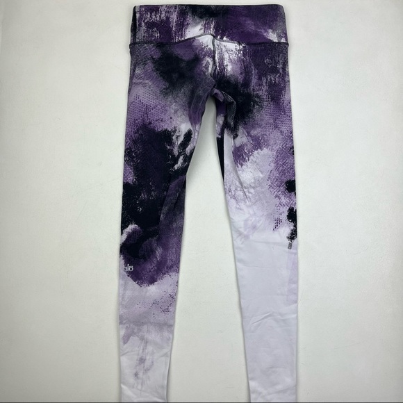 ALO Yoga Pants - ALO Yoga Airbrush Purple Smoke Printed Leggings